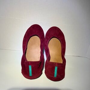 Tieks Rouge Red Suede Ballet Flats with Teal Accent